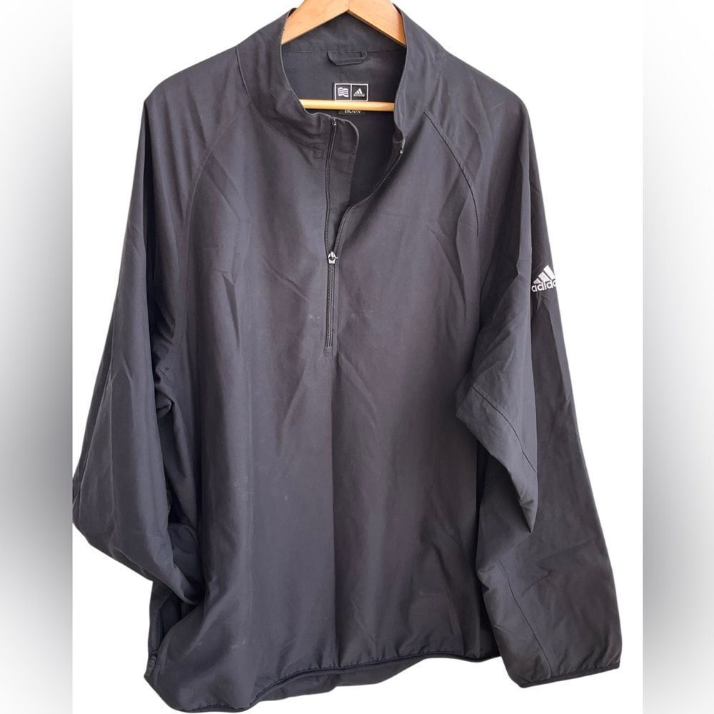 Adidas ClimaProof 1/4 Zip Pullover Jacket Black 2XL 2TG Lightweight Windbreaker